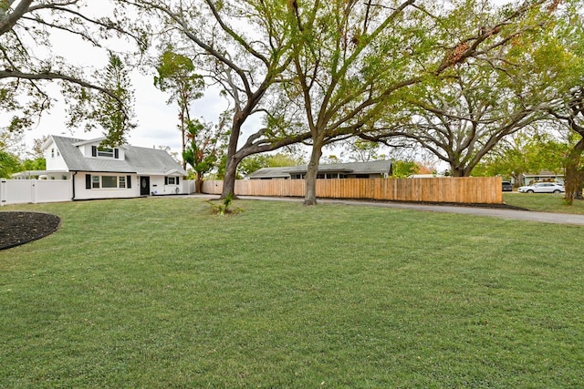 view of yard with a fenced backyard