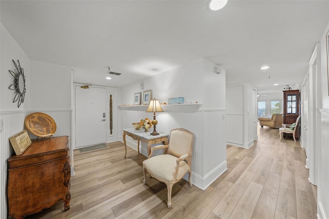 hall featuring light hardwood / wood-style flooring