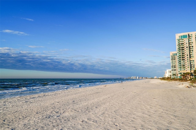 view of water feature featuring a beach view