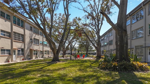 view of community featuring a lawn