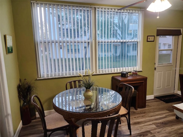 dining room with wood-type flooring