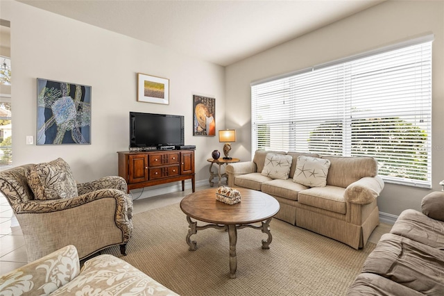 view of tiled living room