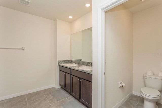 bathroom featuring tile patterned floors, toilet, and vanity