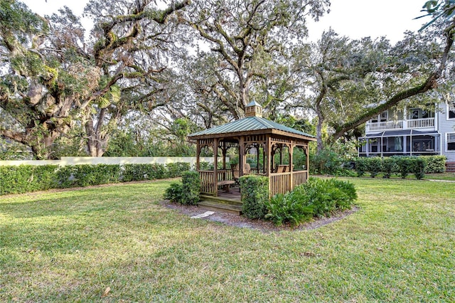 view of yard featuring a gazebo