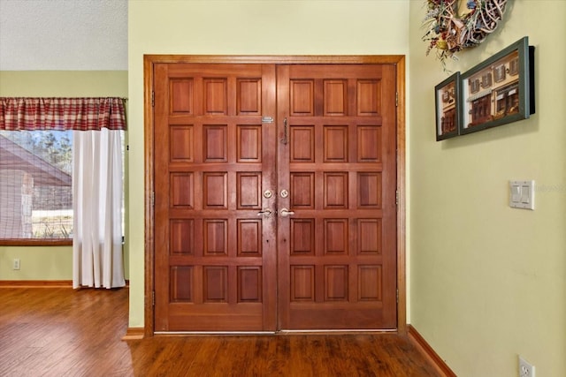 foyer entrance featuring dark wood-type flooring