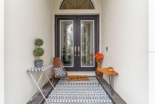 property entrance with french doors