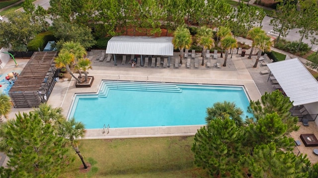 view of pool featuring a patio