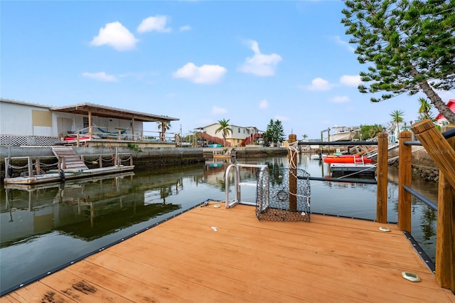 view of dock featuring a water view