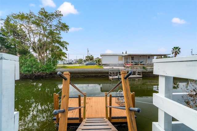 view of dock featuring a water view