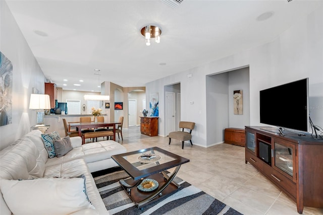 view of tiled living room