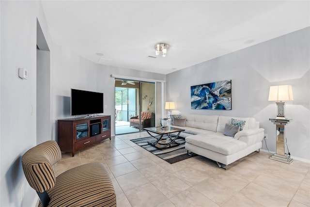 view of tiled living room