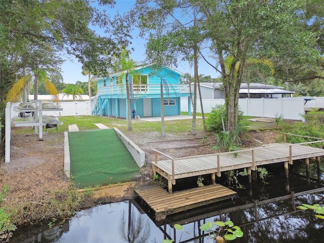 view of dock featuring a water view