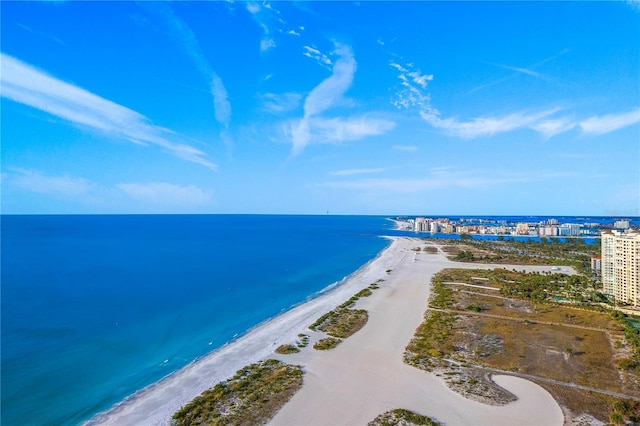 property view of water featuring a beach view