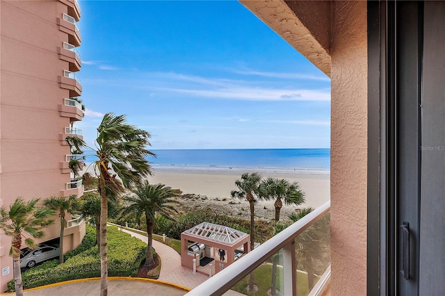 view of water feature featuring a view of the beach