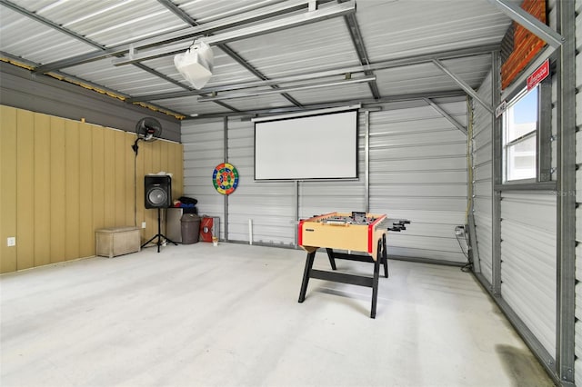 garage with a garage door opener