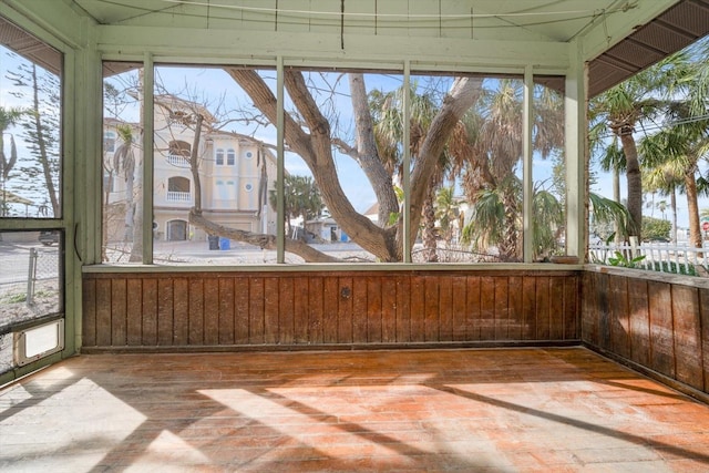 view of unfurnished sunroom