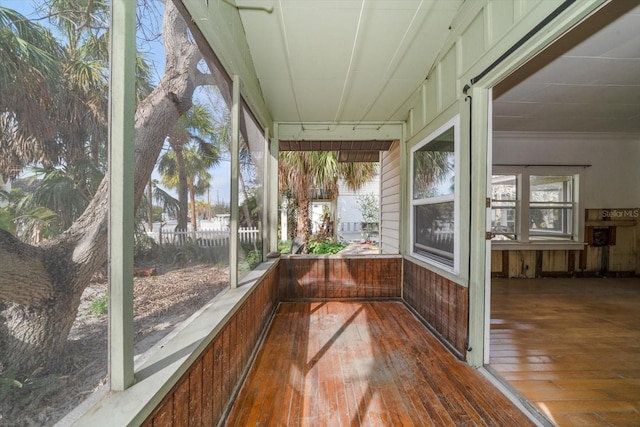 view of unfurnished sunroom