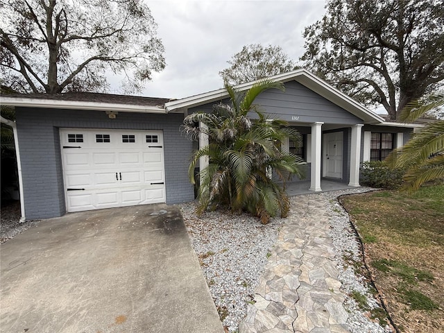 ranch-style home with a garage