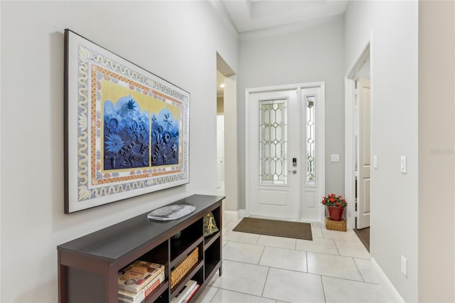 view of tiled foyer entrance