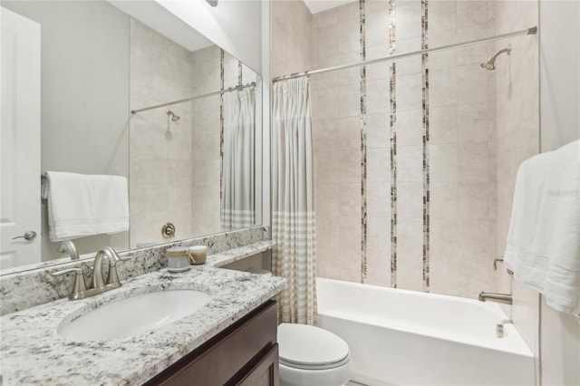 full bathroom featuring vanity, toilet, and shower / bath combo