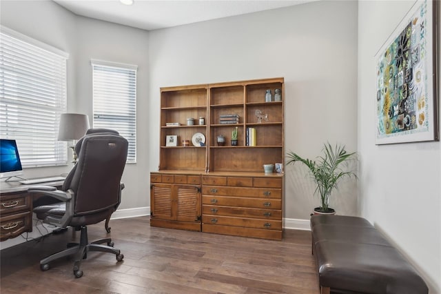 office area featuring dark hardwood / wood-style floors