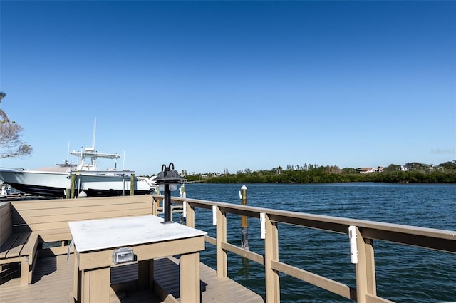 view of dock featuring a water view