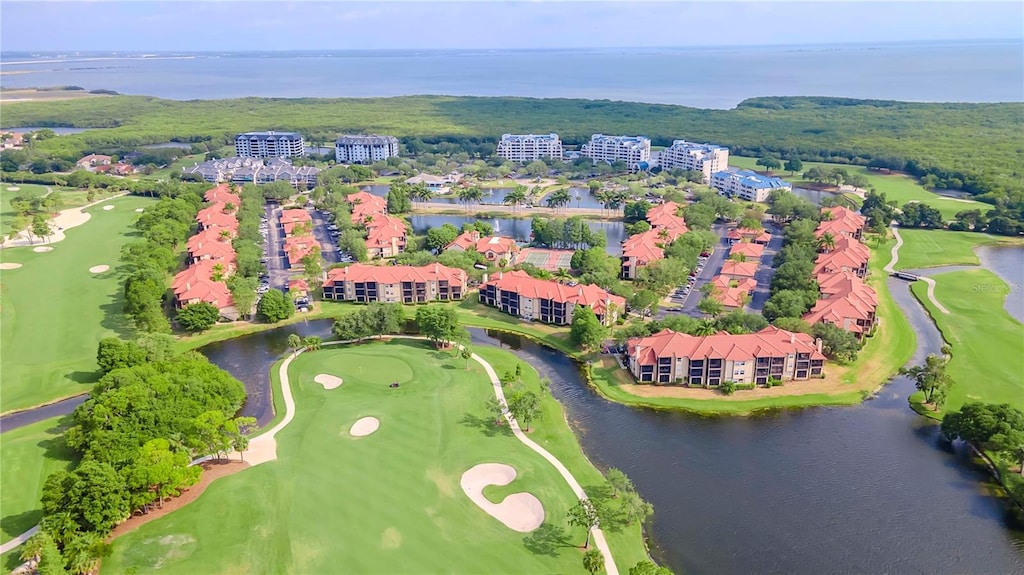 bird's eye view featuring a water view