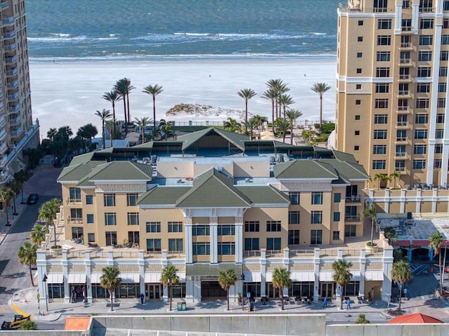 exterior space with a beach view