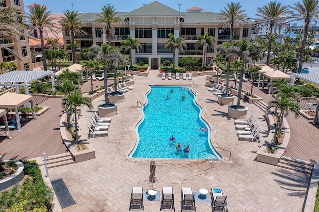 view of pool featuring a patio area