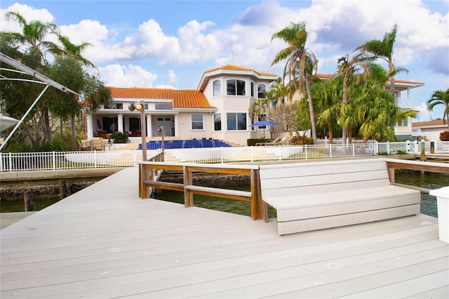 view of dock featuring a water view