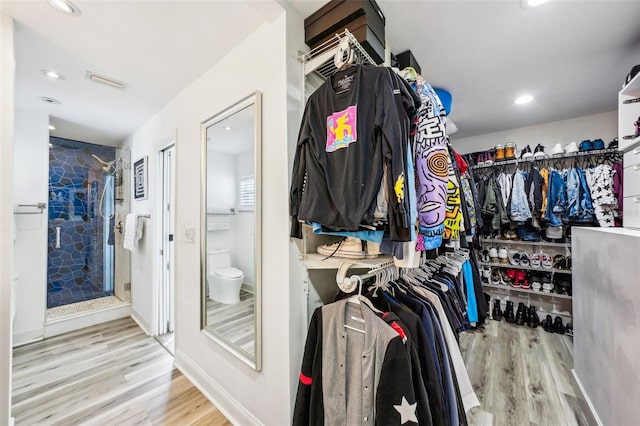 spacious closet featuring hardwood / wood-style floors