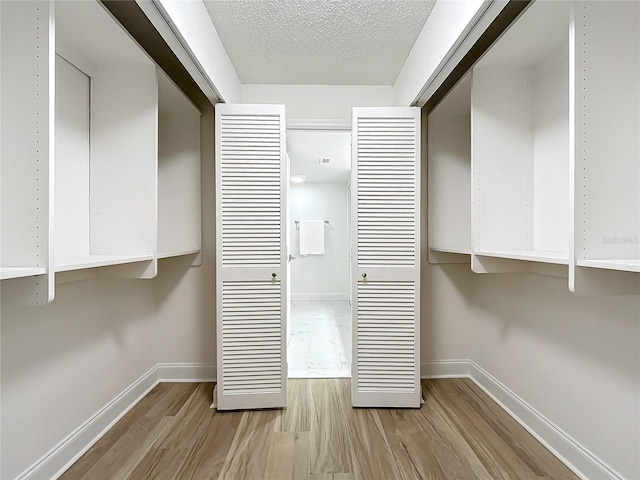 walk in closet featuring wood finished floors