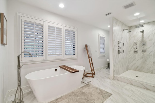 bathroom with independent shower and bath