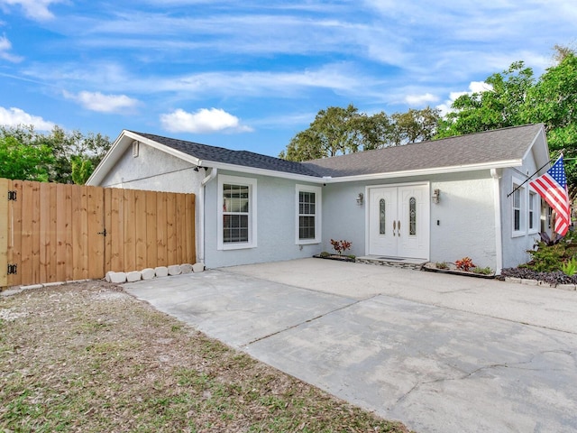 single story home with a patio area