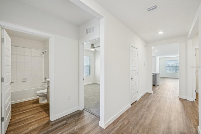 31814 Oyster Trellis Ln, Wesley Chapel, FL 33545 - hallway with dark wood finished floors, healthy amount of natural light, recessed lighting, and baseboards