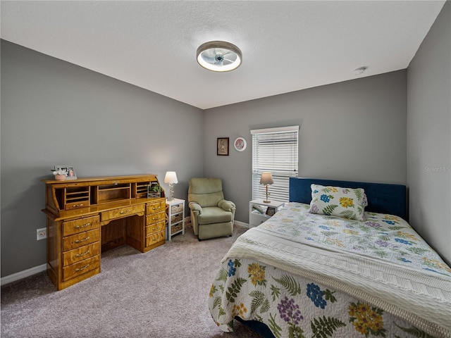 bedroom featuring light colored carpet