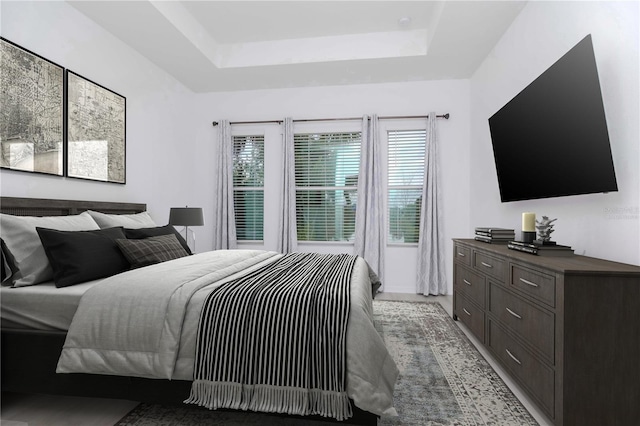 bedroom featuring a raised ceiling