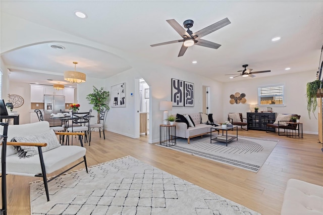 living room featuring light hardwood / wood-style floors