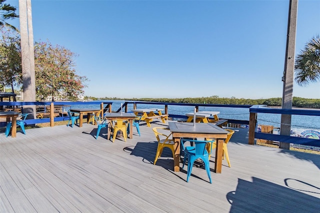 dock area featuring a deck with water view