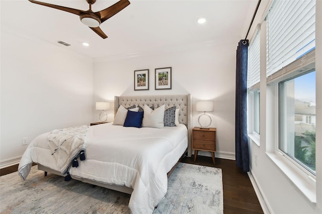 3027 Bermuda Sloop Cir, Ruskin, FL 33570 - bedroom featuring wood finished floors, baseboards, ceiling fan, and recessed lighting
