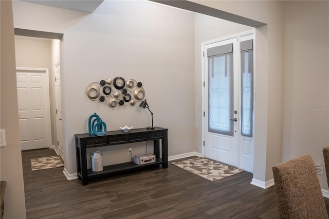 foyer with dark hardwood / wood-style floors