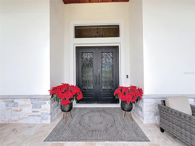 entrance to property with french doors