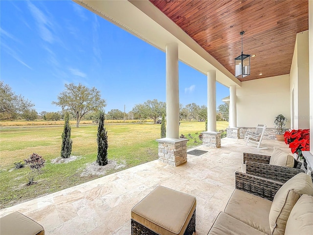 view of patio featuring a rural view