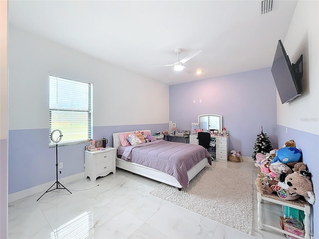 bedroom featuring ceiling fan