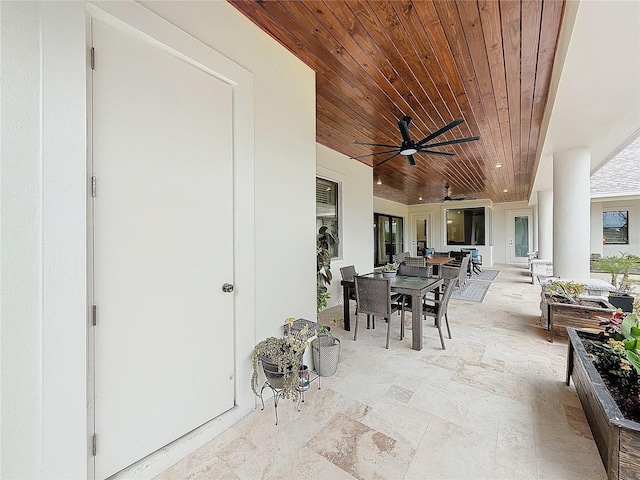 view of patio with ceiling fan