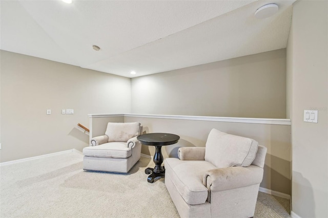 sitting room featuring carpet floors