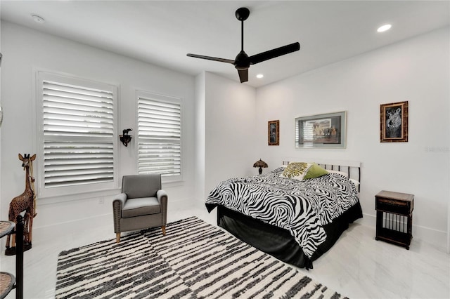 bedroom featuring ceiling fan