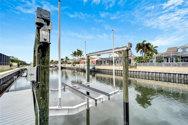 view of dock featuring a water view