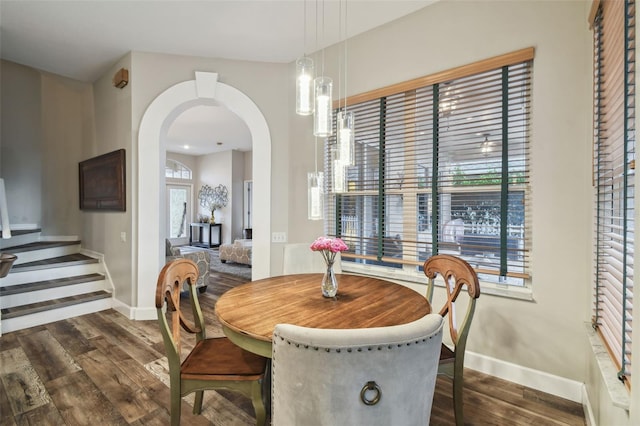 dining room featuring dark hardwood / wood-style flooring