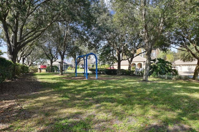 view of yard with a playground